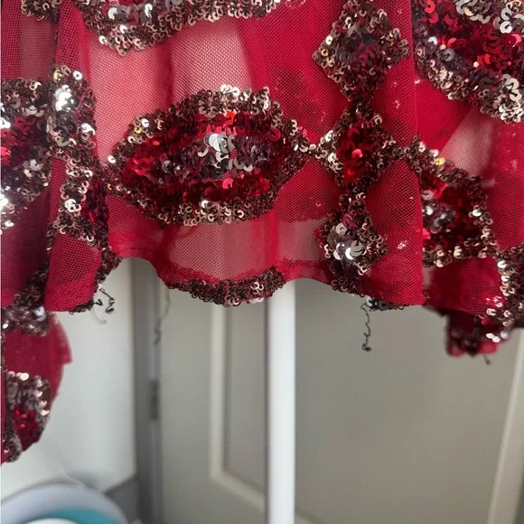 Red Sequin Embellished Skirt 4 piece set The Lumi Shop - Picture 4 of 11